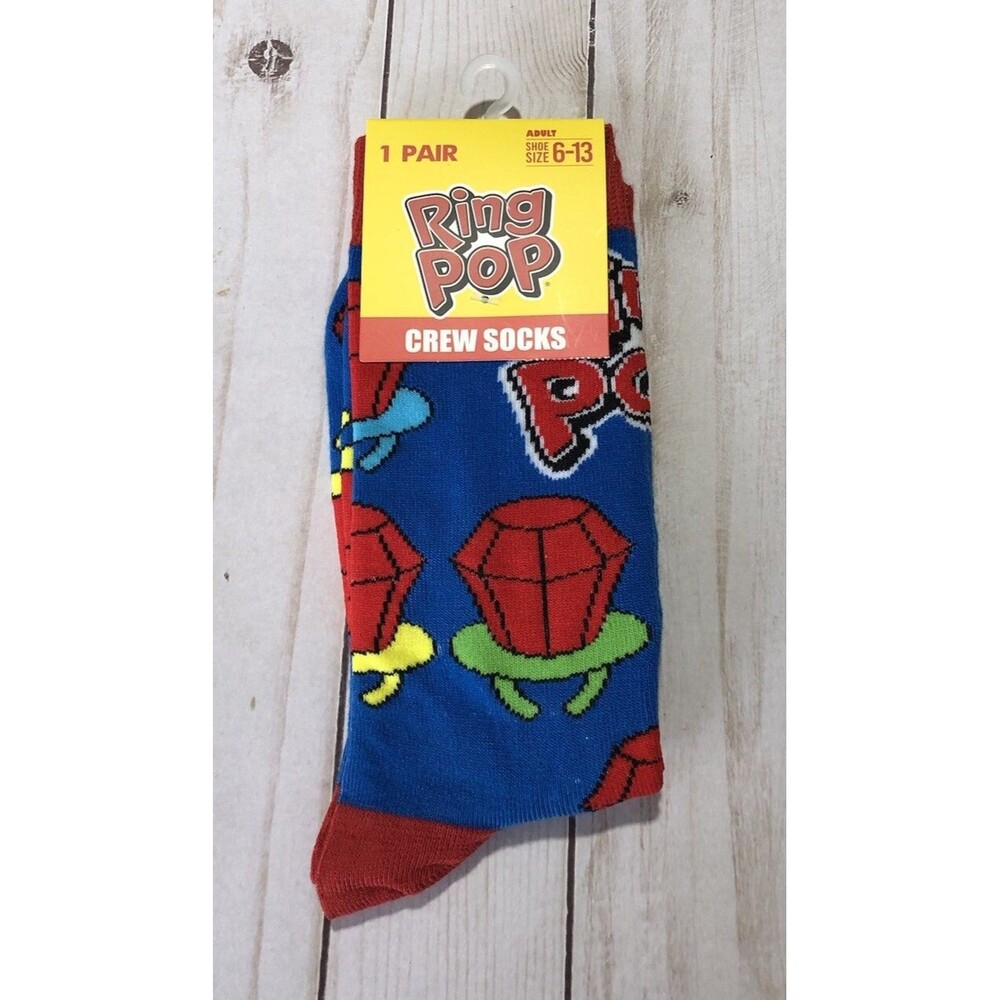 Ring Pop Candy Novelty Funky Crew Socks Sz 6-13 Adult Pair Crazy Universe NEW